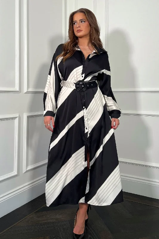 Your Best Deals Are Here!Adrian Monocrome Buckle Wrap Shirt Dress