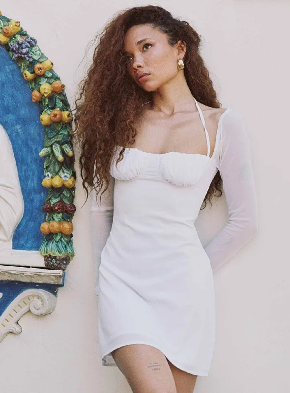 Hottest Discounts of the Year!Dyer Sheer Sleeve Mini Dress White Low Impact