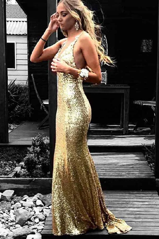 Sale Alert – Get Ready to Shop!Mermaid V-Neck Backless Gold Sequined Prom Dress with Appliques PG615 Sale Alert – Get Ready to Shop!Mermaid V-Neck Backless Gold Sequined Prom Dress with Appliques PG615