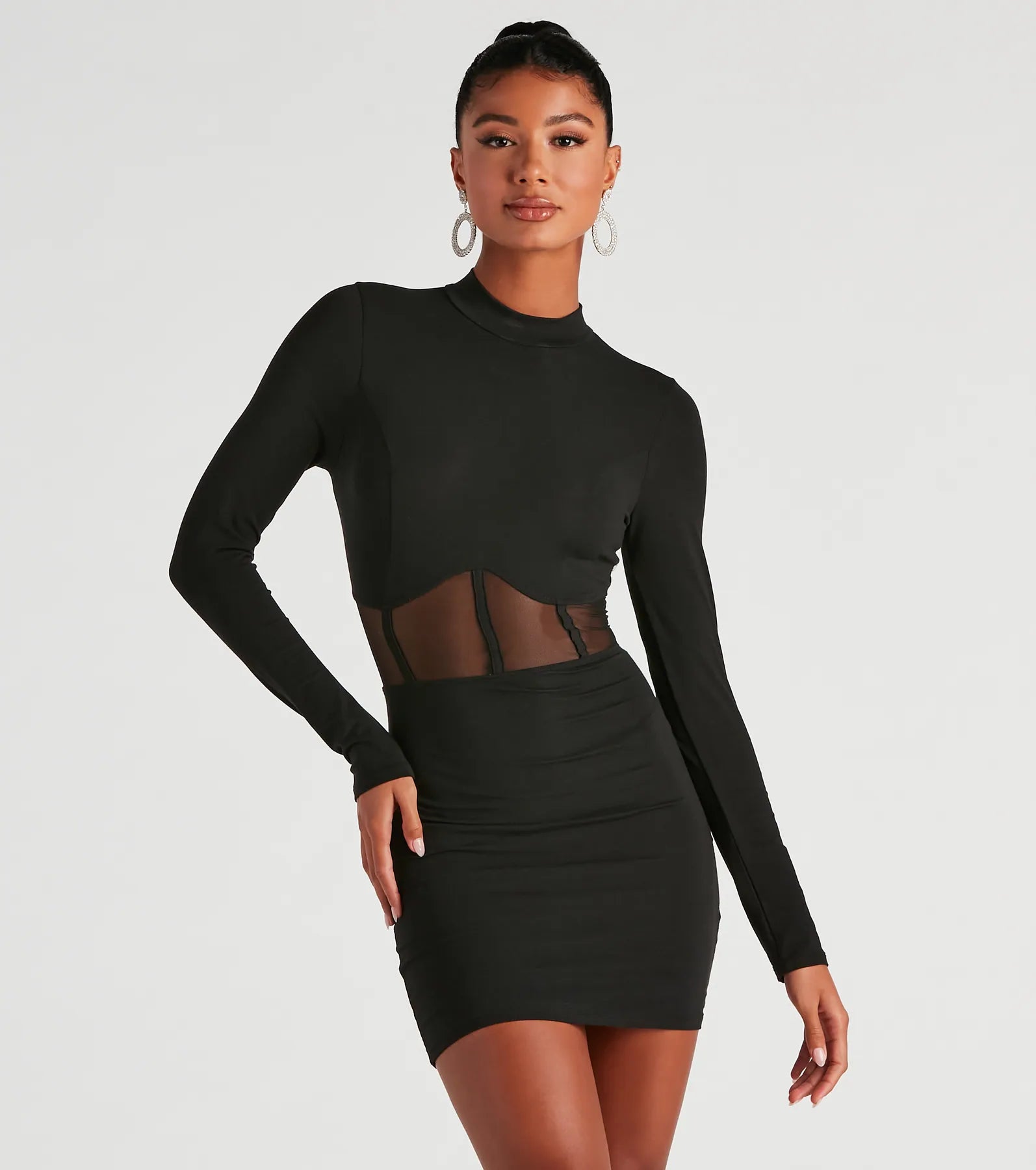 Act Fast – Limited Time Savings!Sweet Peek Mesh Corset Trim Dress