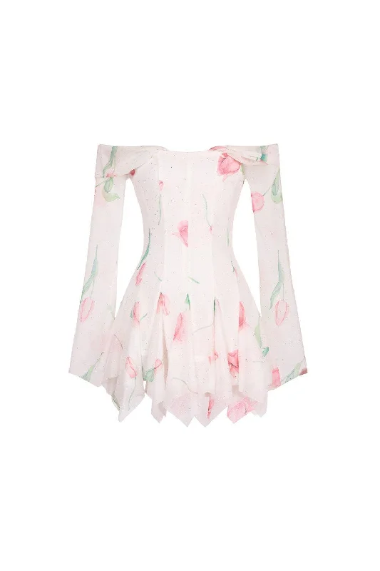 The Best Offers Are Here!The Dew Drop Waist Off-Shoulder Spandex Mini Dress