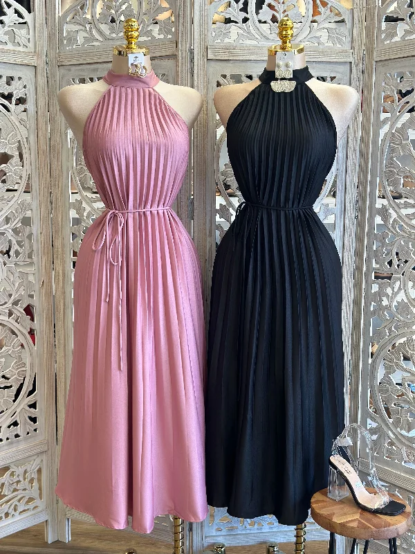Time to Snag a Bargain!Mock Neck Pleated Dress- Stretchy, Estira