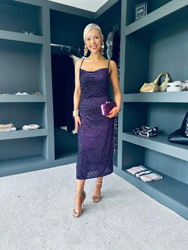 Special Offer – Act Fast!Naomi Velvet Burnout Slip Dress Purple