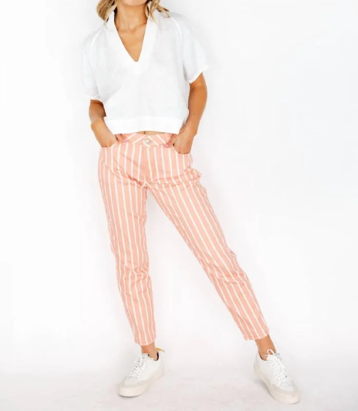 Save More with Every Purchase!Summer Pants In Pink Salmon Striped
