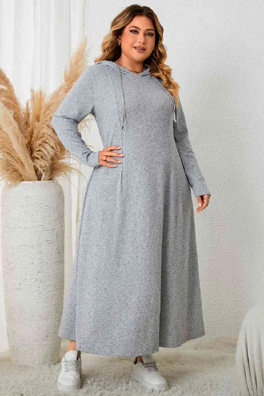 Shop Smart, Save Big!Plus Size Long Sleeve Hooded Maxi Dress