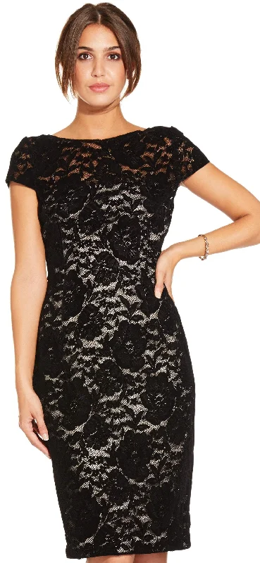 Your Shopping Wish, Our Discount Command!Adrianna Papell - AP1E204098 Floral Lace Cap Sleeve Sheath Dress