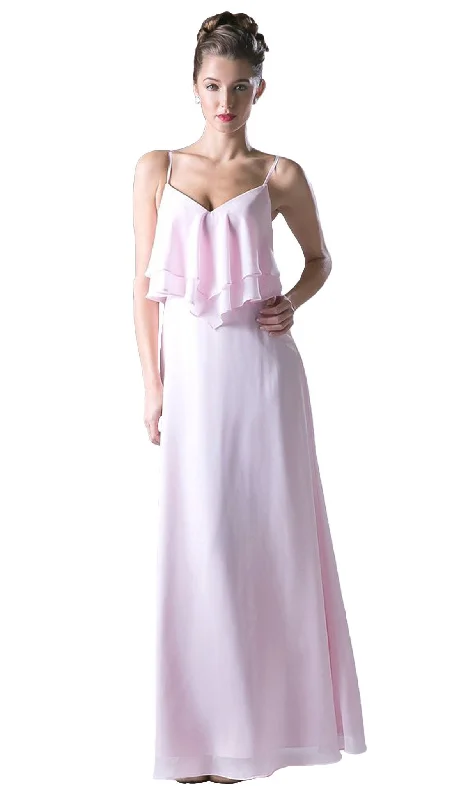 Exclusive Savings This Week!Cinderella Divine - Sleeveless Ruffled Bodice Chiffon A-Line Long Formal Dress