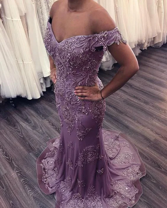 Buy More, Save More!Mermaid Off The Shoulder Evening Dresses Lace Beaded Prom Gowns          cg24778