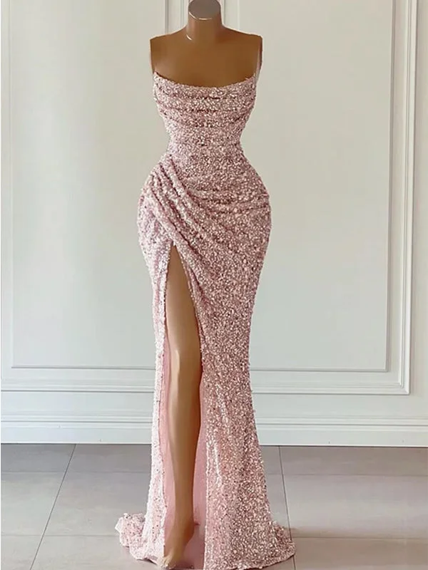 Your Discount is Waiting!Sequin Sparkly Spaghetti Straps Popular Mermaid Evening Formal Long Prom Dresses PD1391
