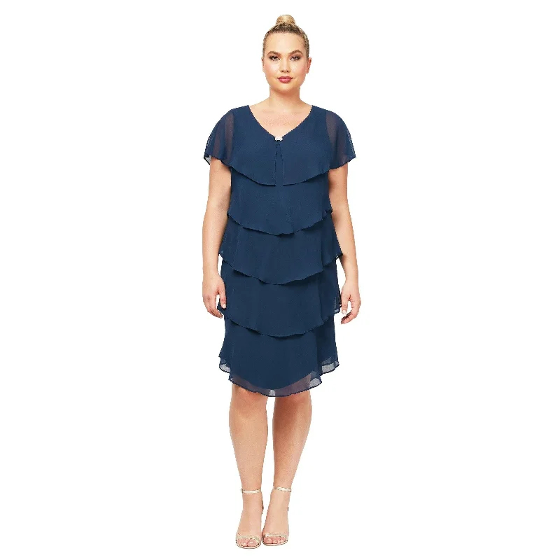 Shop Before It’s Gone!SL Fashions 617525 Short Plus Size Tiered Dress Sale