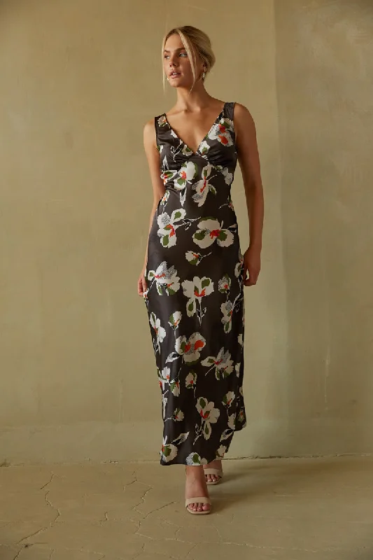 Best Deals Just for You!Jana Satin Floral Maxi Dress