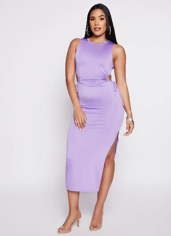 Get More for Less!Drawstring Side Cut Out Waist Tank Dress