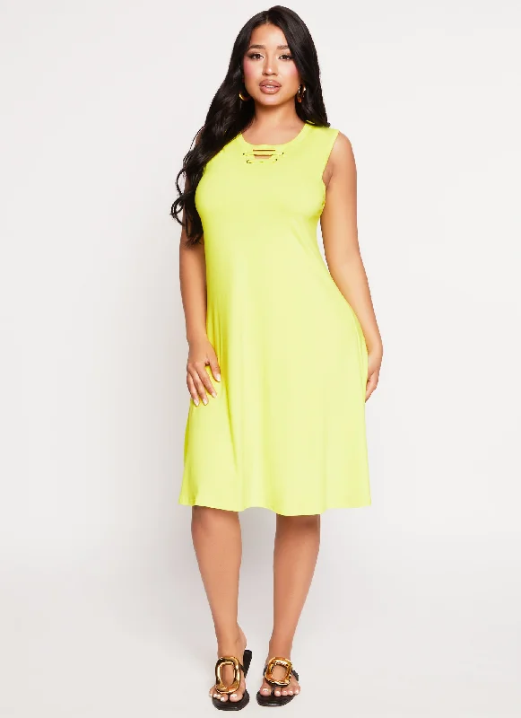 Limited Deals, Unlimited Savings!Caging Crew Neck Sleeveless Dress