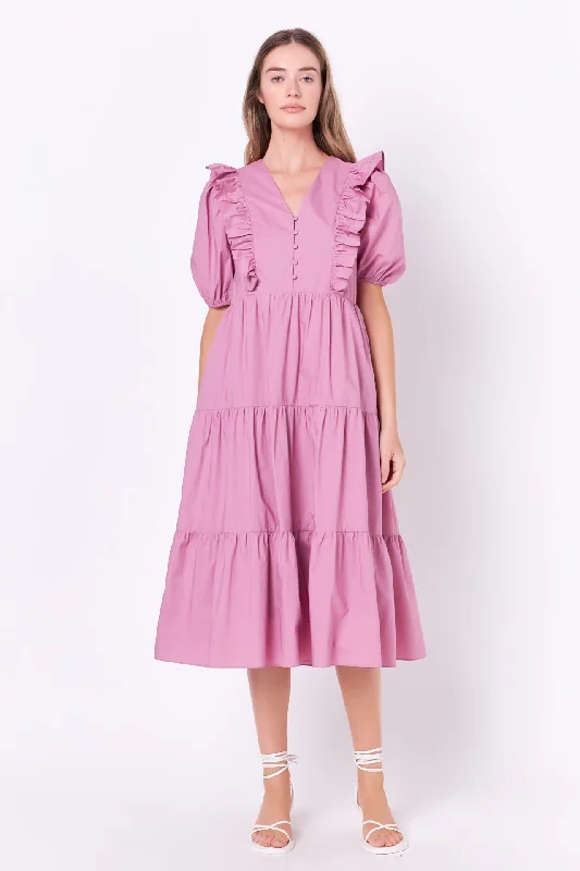 Sale Alert – Get Ready to Shop!Ruffle Detail Puff Sleeve Midi Dress