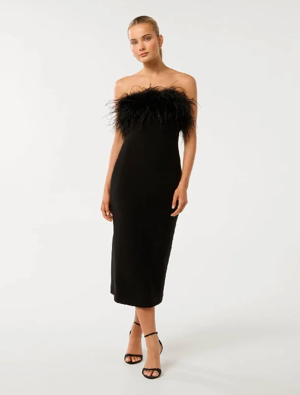 Your Best Deals Are Here!Vianna Feather Strapless Midi Dress